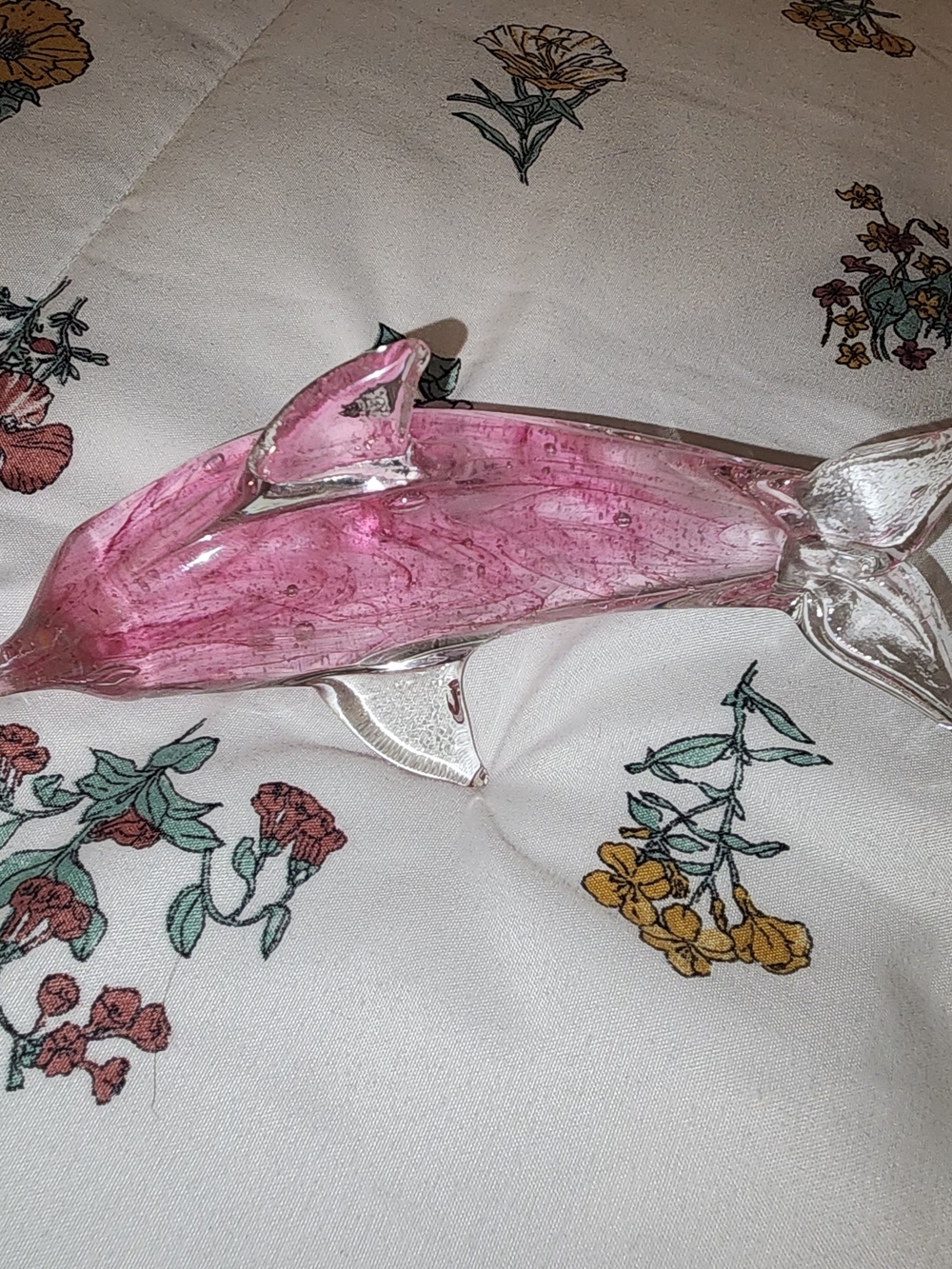 Pink Glass Dolphin Figurine - Decorative Accent